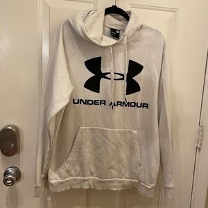 Under Armour White Fleece Hoodie Sweatshirt Men Large Condition 8/10 no flaws